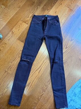 Dark cherry red Distressed Knee Skinny Jeans